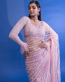 Georgette Butterfly Mono Net Sequence Work Saree With Blouse