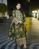Exclusive Black & Green Chinon Silk Sequence Work Pakistani Suit With Dupatta