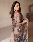 Ready To Wear Brown Soft Georgette Saree With Blouse