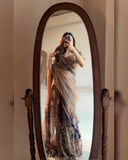 Ready To Wear Brown Soft Georgette Saree With Blouse