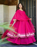 Ready To Wear Hot Pink Soft Georgette Embroidery Work Sharara Suit With Dupatta