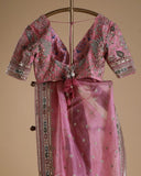 Exclusive Pink Organza Silk Embroidery Work Saree With Blouse