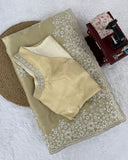 Exclusive Sand Jimmy Silk Coding Work Saree With Blouse