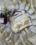 Exclusive Sand Jimmy Silk Coding Work Saree With Blouse