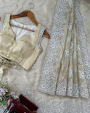 Exclusive Sand Jimmy Silk Coding Work Saree With Blouse