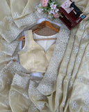 Exclusive Sand Jimmy Silk Coding Work Saree With Blouse