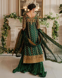Ready To Wear Dark Green Soft Georgette Embroidery Work Sharara Suit With Dupatta