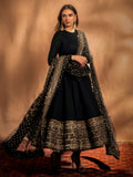 Ready To Wear Black Chinon Silk Embroidery Work Anarkali Suit With Dupatta