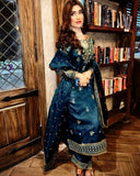 Ready To Wear Olive , Blue , Wine & Black Silk Embroidery Work Pant Suit With Dupatta