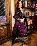 Ready To Wear Olive , Blue , Wine & Black Silk Embroidery Work Pant Suit With Dupatta
