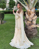 Ready To Wear Cream Chinon Silk Embroidery Work Gharara Suit With Dupatta