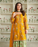 Yellow & Green Crep Silk Embroidery Work Farshi Suit With Dupatta