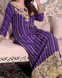 Exclusive Multi Chinon Silk Embroidery Work Pakistani Suit With Dupatta