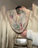 Ready To Wear Beige Gold Satin Silk Thread Work Farshi Suit With Dupatta