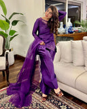 Ready To Wear Purple Crep Silk Embroidery Work Farshi Suit With Dupatta