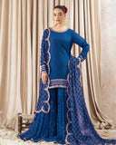 Ready To Wear Black , Blue , Purple & Red Soft Georgette Embroidery Work Sharara Suit With Dupatta