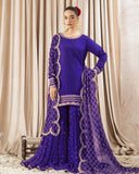 Ready To Wear Black , Blue , Purple & Red Soft Georgette Embroidery Work Sharara Suit With Dupatta