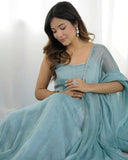 Ready To Wear Sea Green Silk Hand Work Anarkali Suit With Dupatta