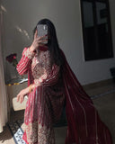 Exclusive Red Soft Georgette Sequence Work Pakistani Suit With Dupatta