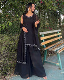 Ready To Wear Black & Yellow Soft Georgette Embroidery Work Sharara Suit With Dupatta