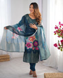 Ready To Wear Morpinch Silk Printed Work Pant Suit With Dupatta