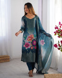 Ready To Wear Morpinch Silk Printed Work Pant Suit With Dupatta