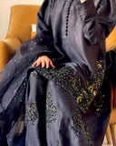 Ready To Wear Black Crep Silk Embroidery Work Farshi Suit With Dupatta
