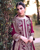 Exclusive Red & Rani Pink Silk Embroidery Work Pakistani Suit With Dupatta