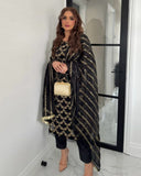 Ready To Wear Black Soft Georgette Sequence Work Pant Suit With Dupatta