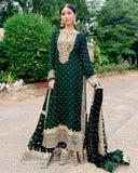 Ready To Wear Black , White , Red & Green Georgette Embroidery Work Gharara Suit With Dupatta