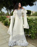 Ready To Wear Black , White , Red & Green Georgette Embroidery Work Gharara Suit With Dupatta