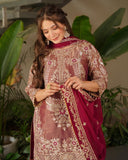 Exclusive Red & Purple Soft Georgette Sequence Work Sharara Suit With Dupatta