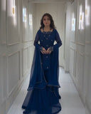 Ready To Wear Maroon , Purple , Pink & Blue Georgette Sequence Work Gharara Suit With Dupatta
