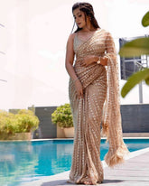 Georgette Butterfly Mono Net Sequence Work Saree With Blouse