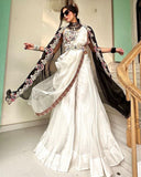 Gorgeous White Organza Silk Embroidery Work Plazzo Inner With Dupatta And Shrug