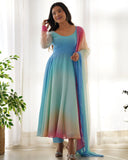 Gorgeous Multi Color Pure Georgette Colorful Padding Anarkali Suit With Dupatta
