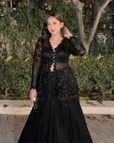 Gorgeous Black Pure Georgette Embroidery Work Lehenga With Shrug