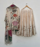Ready To Wear Ivory Chinon Silk Embroidery Work Sharara Suit With Dupatta