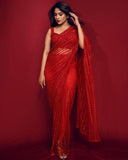 Georgette Butterfly Mono Net Sequence Work Saree With Blouse