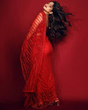 Georgette Butterfly Mono Net Sequence Work Saree With Blouse