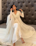 Designer Multi Chinon Silk Embroidery Work Anarkali Suit With Dupatta