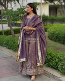 Exclusive Light Purple Pure Silk Sequence Work Sharara Suit With Dupatta