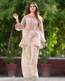 Exclusive White Pure Chiffon Embroidery Work Pakistani Suit With Pink Dupatta