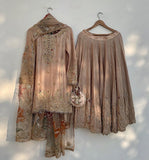 Ready To Wear Sand Beige Chinon Silk Embroidery Work Sharara Suit With Dupatta