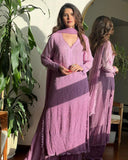 Gorgeous Peach Pure Georgette Embroidery Work Pakistani Suit Whit Dupatta