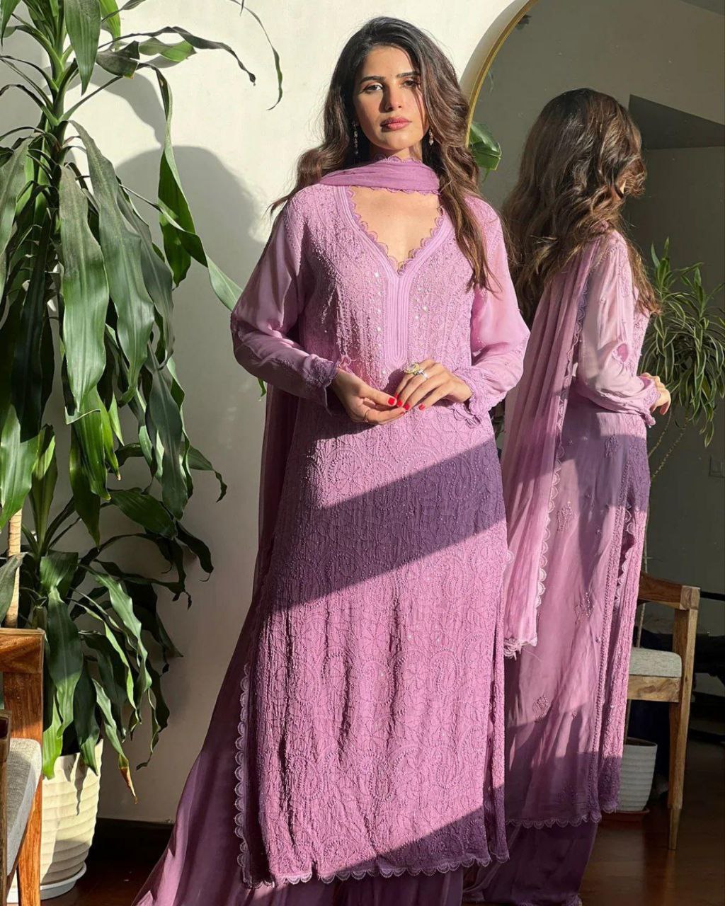 Gorgeous Peach Pure Georgette Embroidery Work Pakistani Suit Whit Dupatta