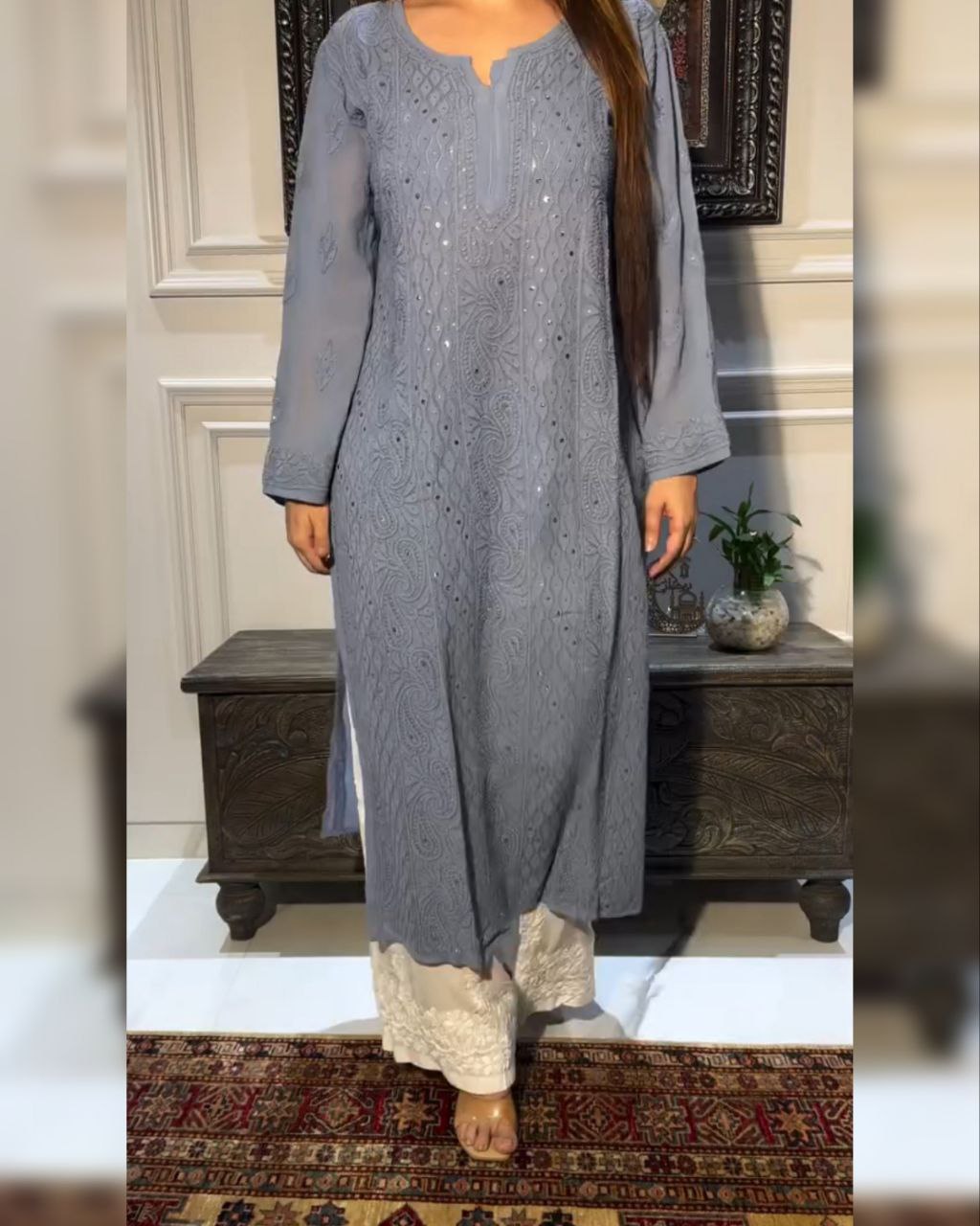 Ready To Wear Rayon Cotton Embroidery Work Palazo With Suit