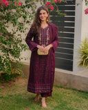 Ready To Wear Grape Soft Georgette Embroidery Work Pakistani Suit With Dupatta
