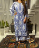 Ready To Wear Grey Thread Work Palazo With Suit