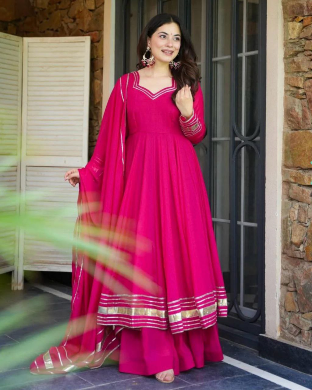 Ready To Wear Hot Pink Soft Georgette Embroidery Work Sharara Suit With Dupatta